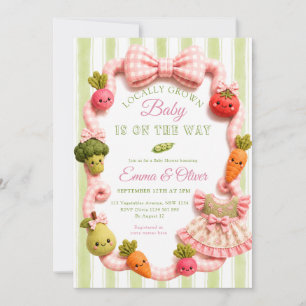 Invitación Chica Crece Localmente Ducha de Bebé en el Mercado