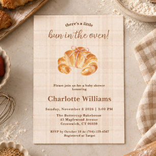 Invitación Chica Croissant con un Bollo en el Horno Fiesta de