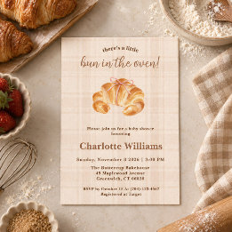 Invitación Chica Croissant con un Bollo en el Horno Fiesta de