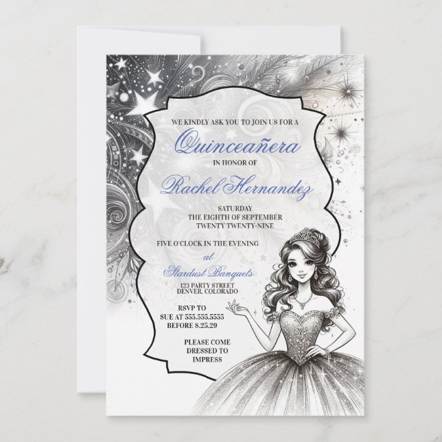 Invitación Chica Crystal Quinceañera (Anverso)