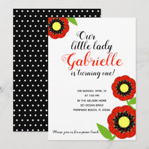 Invitación chica CUALQUIER ALIVIADO DE EDAD ladybug Pic PARTY