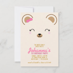 Invitación chica CUALQUIER AÑO DE EDAD OSO DE CUMPLEAÑOS fies