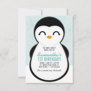 Invitación chica CUALQUIER EDAD invierno PENGUIN CUMPLEAÑOS l