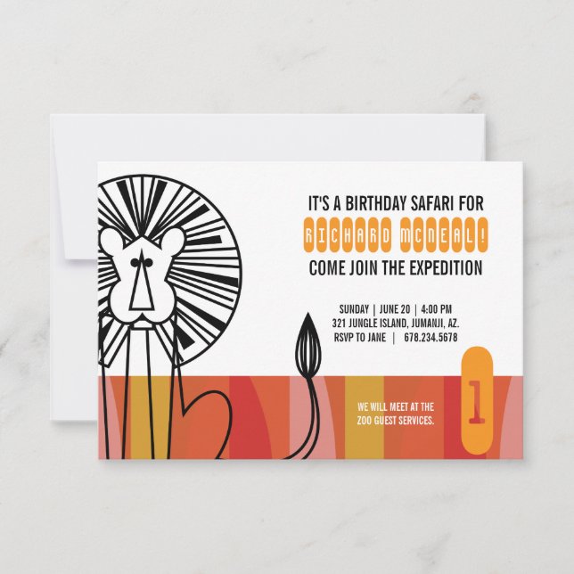 Invitación chica CUALQUIER EDAD retro partido SAFARI CUMPLEAÑ (Anverso)