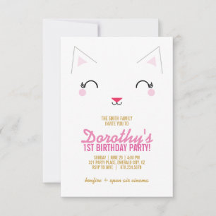 Invitación chica CUALQUIER GRUPO DE EDAD GATO PARTIDO DE CUMP