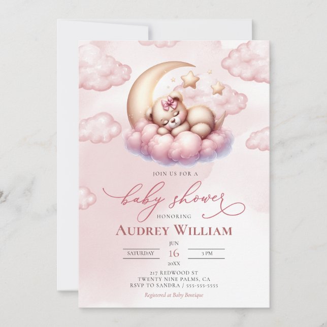 Invitación Chica Cub Baby Bear (Anverso)
