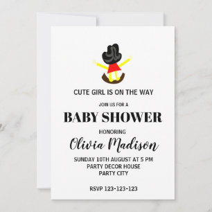 Invitación Chica Cuidadosa En Baby Shower De Una Bebé Swing