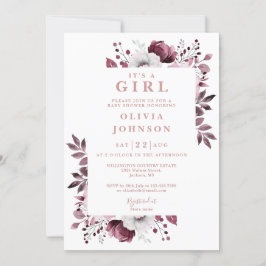 Invitación Chica Cumple Floral Rosa Todo En Uno Baby Shower