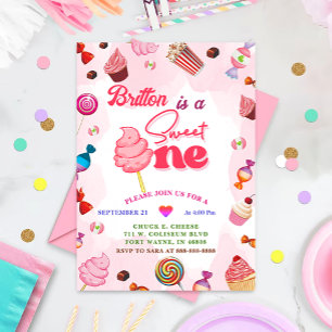 Invitación Chica Cumpleaños Candy Sweet One Fiesta