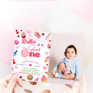 Invitación Chica Cumpleaños Candy Sweet One Fiesta