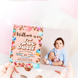 Invitación Chica Cumpleaños Candy Two Sweet Fiesta