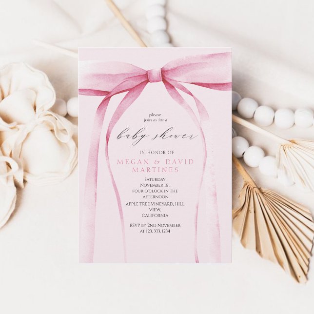 Invitación Chica Cumpleaños con Lazo Rosa (Subido por el creador)