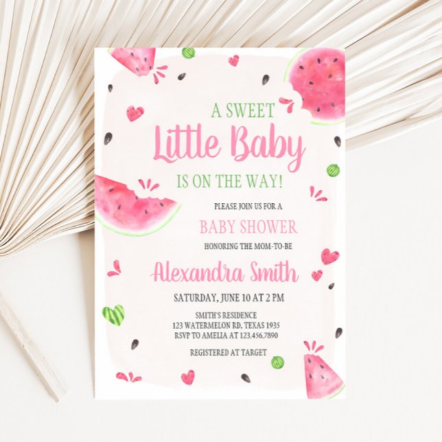 Invitación Chica Cumpleaños de Bebé Sandía (Sweet Little Baby Shower Invitation)