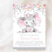 Chica Cumpleaños de Elefante Floral Diamante Rosa 