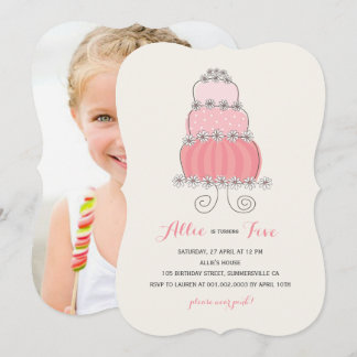 Invitación Chica Cumpleaños Fiesta Torta Rosa Dulce y Caprich