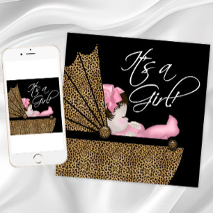 Invitación Chica Cumpleaños Leopardo Rosa