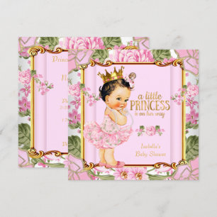 Invitación Chica Cumpleaños Princesa Rosa Floral Moreno