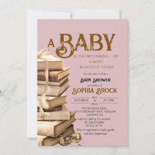 Invitación Chica Cumpleaños Rosa Cuento de Hadas Baby Shower