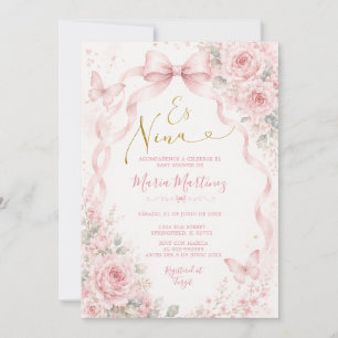 Invitación Chica Cumpleaños Spanish Pink Blush baby shower Co