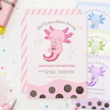 Chica Cumpleaños Té de Burbujas de Ajolote Rosa