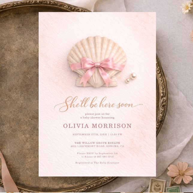 Invitación Chica Cumpleaños Temático de Caracol con Lazo Rosa (Subido por el creador)