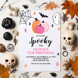 Invitación Chica cutáneo rosado de Halloween Cumpleaños Invit