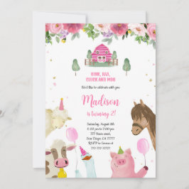 Invitación Chica Cute 2º cumpleaños de la granja