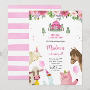 Invitación Chica Cute 2º cumpleaños de la granja