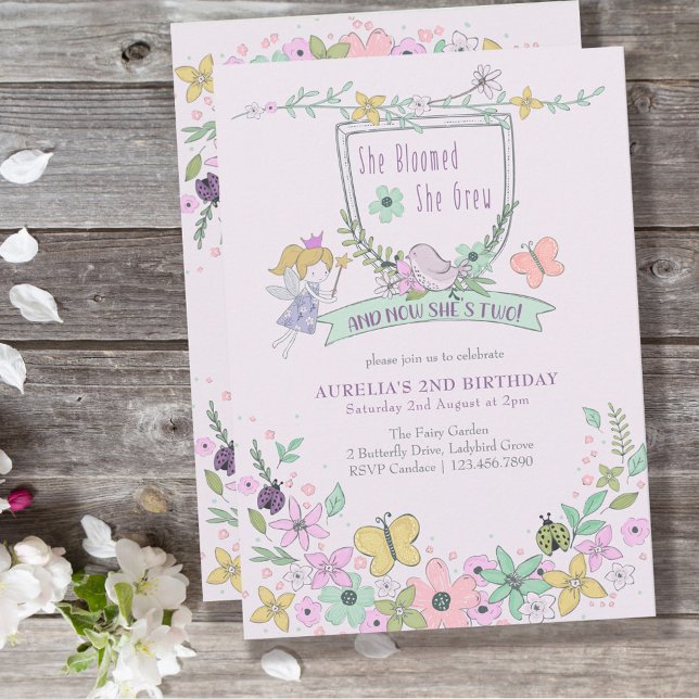 Invitación Chica Cute 2º Jardín de Flores de Hadas de Cumplea (Subido por el creador)