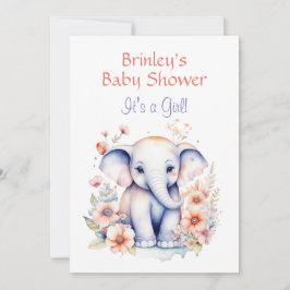 Invitación Chica Cute Baby Elephant