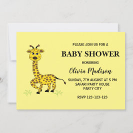 Invitación Chica Cute Baby Giraffe Baby Shower