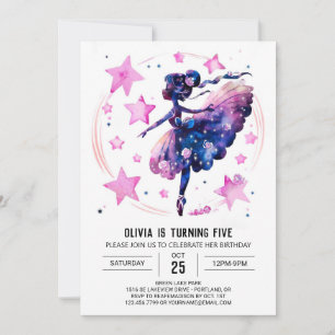 Invitación Chica Cute Ballerina Cumpleaños