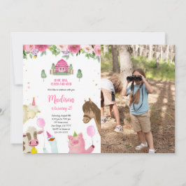Invitación Chica Cute Foto de la 2ª Granja Cumpleaños