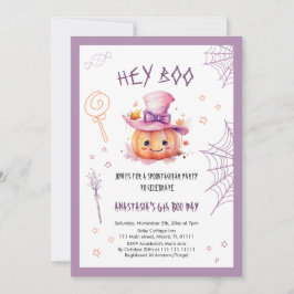 Invitación Chica Cute Halloween Spooktacular 6º cumpleaños