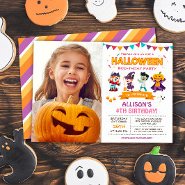 Invitación Chica Cute Niños Halloween Feria de Cumpleaños