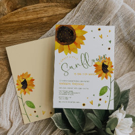Invitación Chica Cute Sunflower Baby Shower