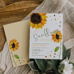 Invitación Chica Cute Sunflower Baby Shower