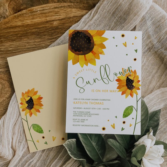 Invitación Chica Cute Sunflower Baby Shower (Subido por el creador)