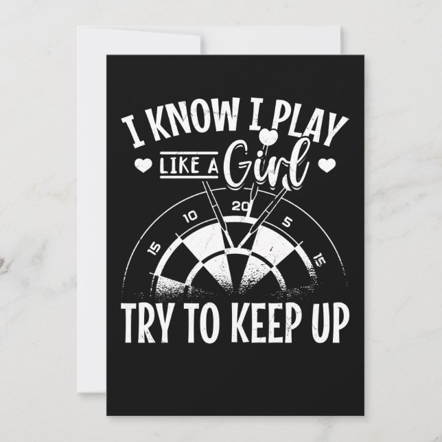 Invitación Chica Darts Retro Dartboard Mujeres Dart Jugadora (Anverso)