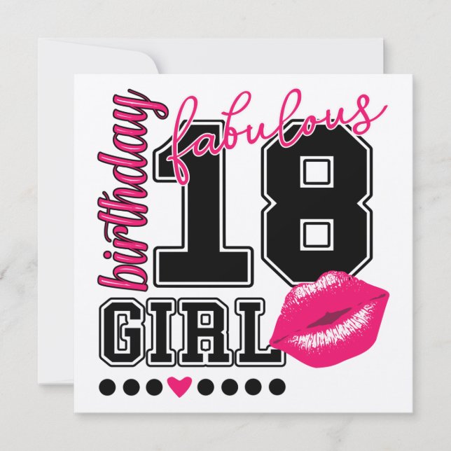 Invitación chica de 18 años Einladungs Karten, beso rosa (Anverso)