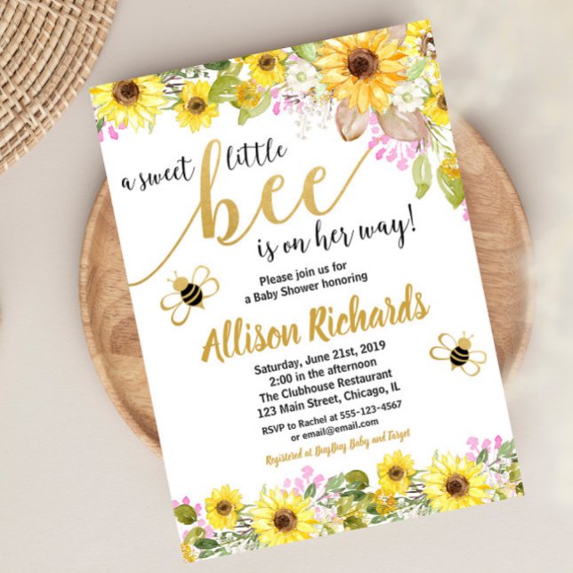 Invitación Chica de abejas con burbujas rosa y amarilla (Subido por el creador)