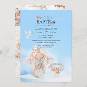 Invitación Chica de acuarela Angel Baptism