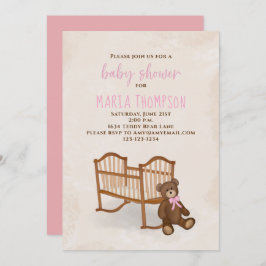 Invitación Chica de acuarela de Baby Shower Rústico Animal re