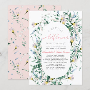 Invitación Chica de acuarela de flores silvestres Baby Shower
