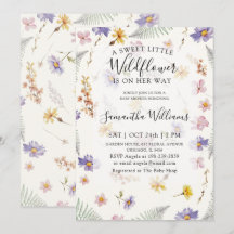 Chica de acuarela de flores silvestres Baby Shower