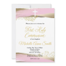 Chica de acuarela de oro rosa primera comunión sag