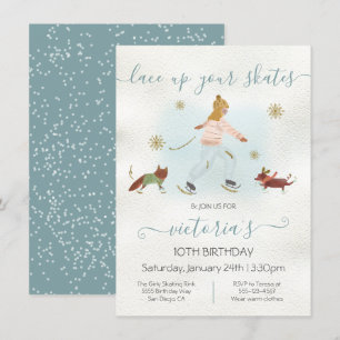 Invitación Chica de acuarela Patinaje sobre hielo Fiesta de c