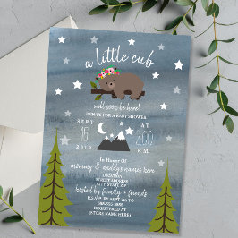 Invitación Chica de acuarela Sleepy Bear Cub Baby Shower