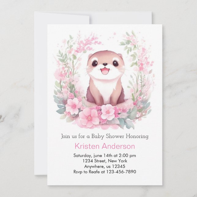 Invitación Chica de acuarela totalmente caprichosa Baby Showe (Anverso)