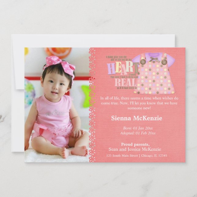 Invitación Chica de Adopción (Anverso)